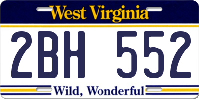 WV license plate 2BH552