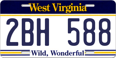 WV license plate 2BH588