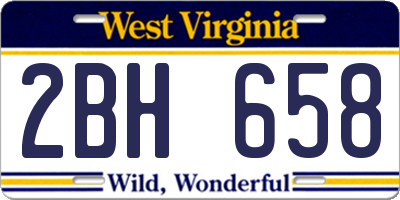 WV license plate 2BH658