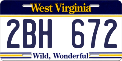 WV license plate 2BH672
