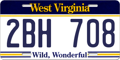 WV license plate 2BH708