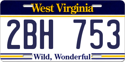 WV license plate 2BH753