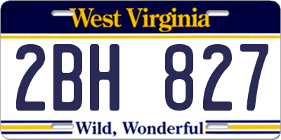 WV license plate 2BH827