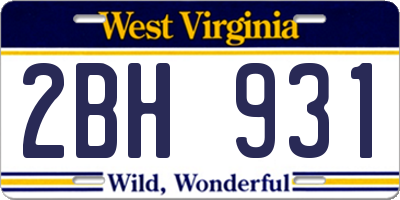 WV license plate 2BH931