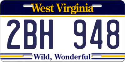 WV license plate 2BH948