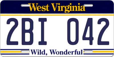 WV license plate 2BI042