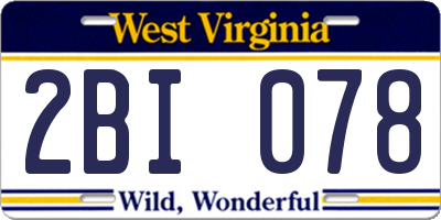 WV license plate 2BI078