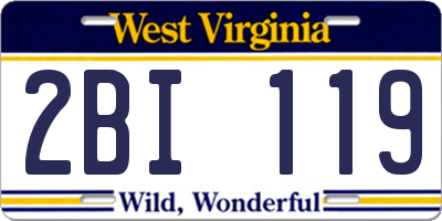 WV license plate 2BI119