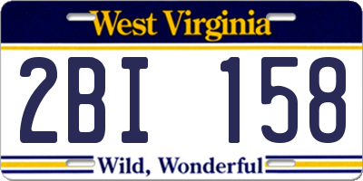 WV license plate 2BI158
