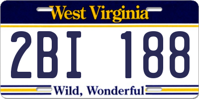 WV license plate 2BI188