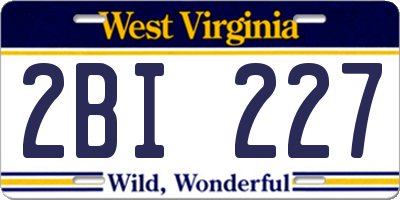 WV license plate 2BI227