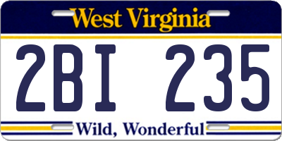 WV license plate 2BI235