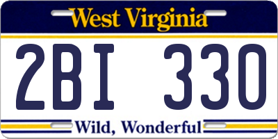 WV license plate 2BI330