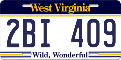 WV license plate 2BI409