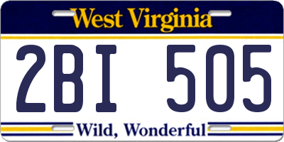 WV license plate 2BI505