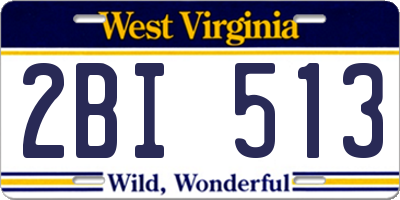 WV license plate 2BI513