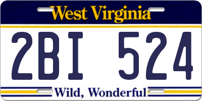 WV license plate 2BI524