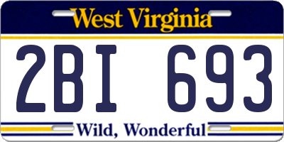 WV license plate 2BI693
