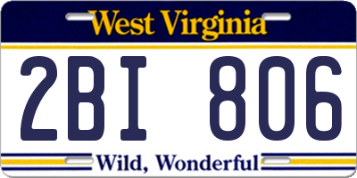 WV license plate 2BI806