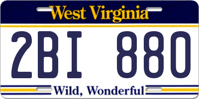 WV license plate 2BI880