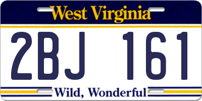 WV license plate 2BJ161