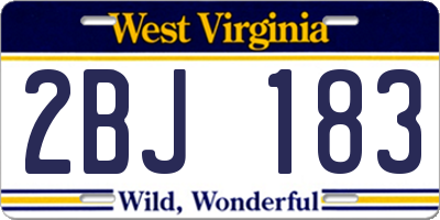 WV license plate 2BJ183
