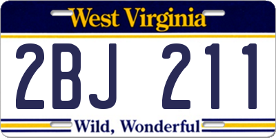 WV license plate 2BJ211