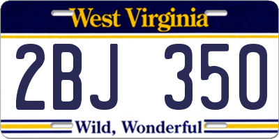 WV license plate 2BJ350