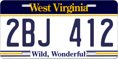 WV license plate 2BJ412