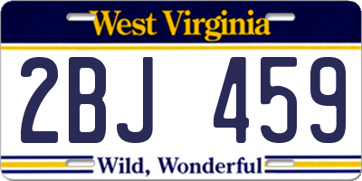 WV license plate 2BJ459
