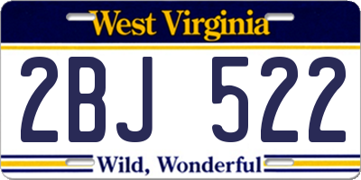 WV license plate 2BJ522