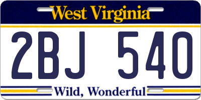 WV license plate 2BJ540