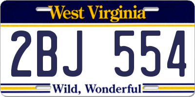 WV license plate 2BJ554