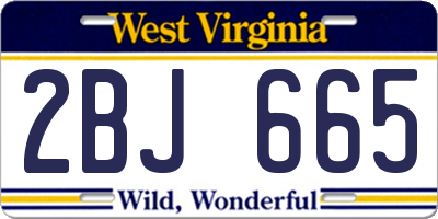 WV license plate 2BJ665