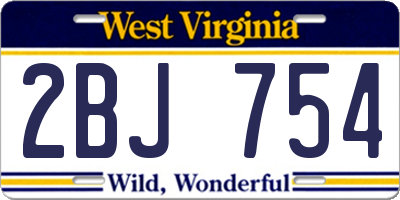 WV license plate 2BJ754