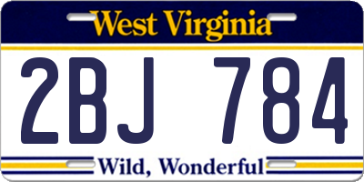 WV license plate 2BJ784