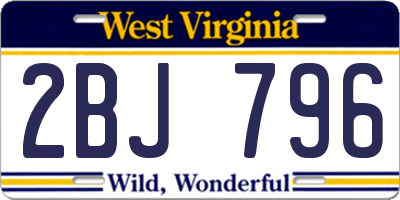 WV license plate 2BJ796