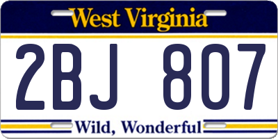 WV license plate 2BJ807