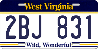 WV license plate 2BJ831