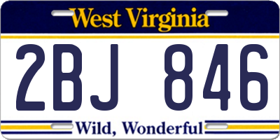 WV license plate 2BJ846