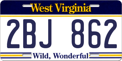 WV license plate 2BJ862