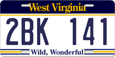 WV license plate 2BK141