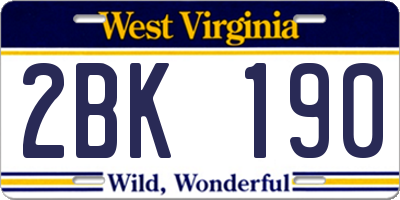 WV license plate 2BK190