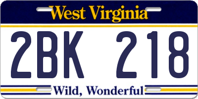 WV license plate 2BK218