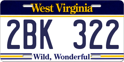 WV license plate 2BK322
