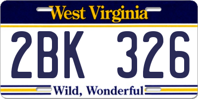WV license plate 2BK326