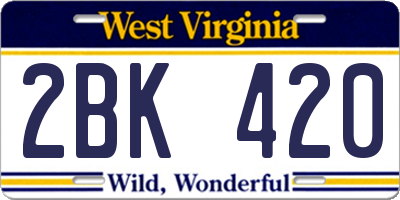 WV license plate 2BK420