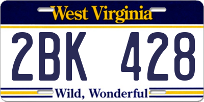 WV license plate 2BK428