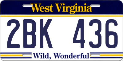 WV license plate 2BK436