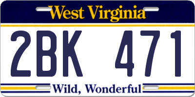 WV license plate 2BK471